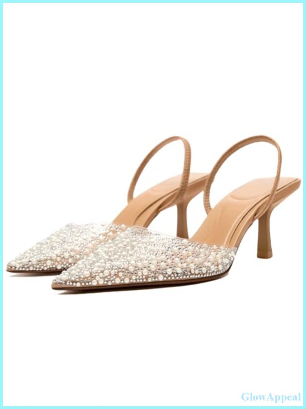 Pearl Rhinestone Slingback Kitten Heels